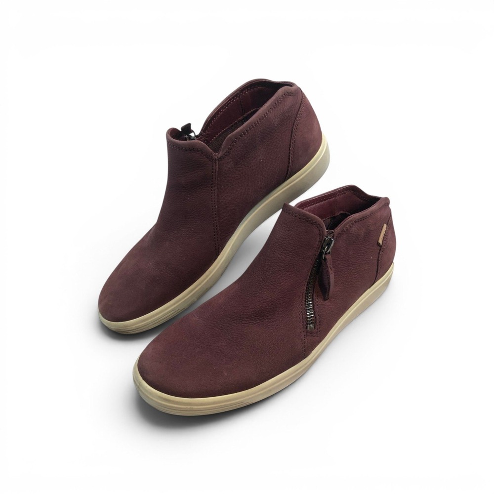 Ecco Soft 7 Tred Zip Burgundy Nubuck Leather Ankle Boots Womens 10 41 430243